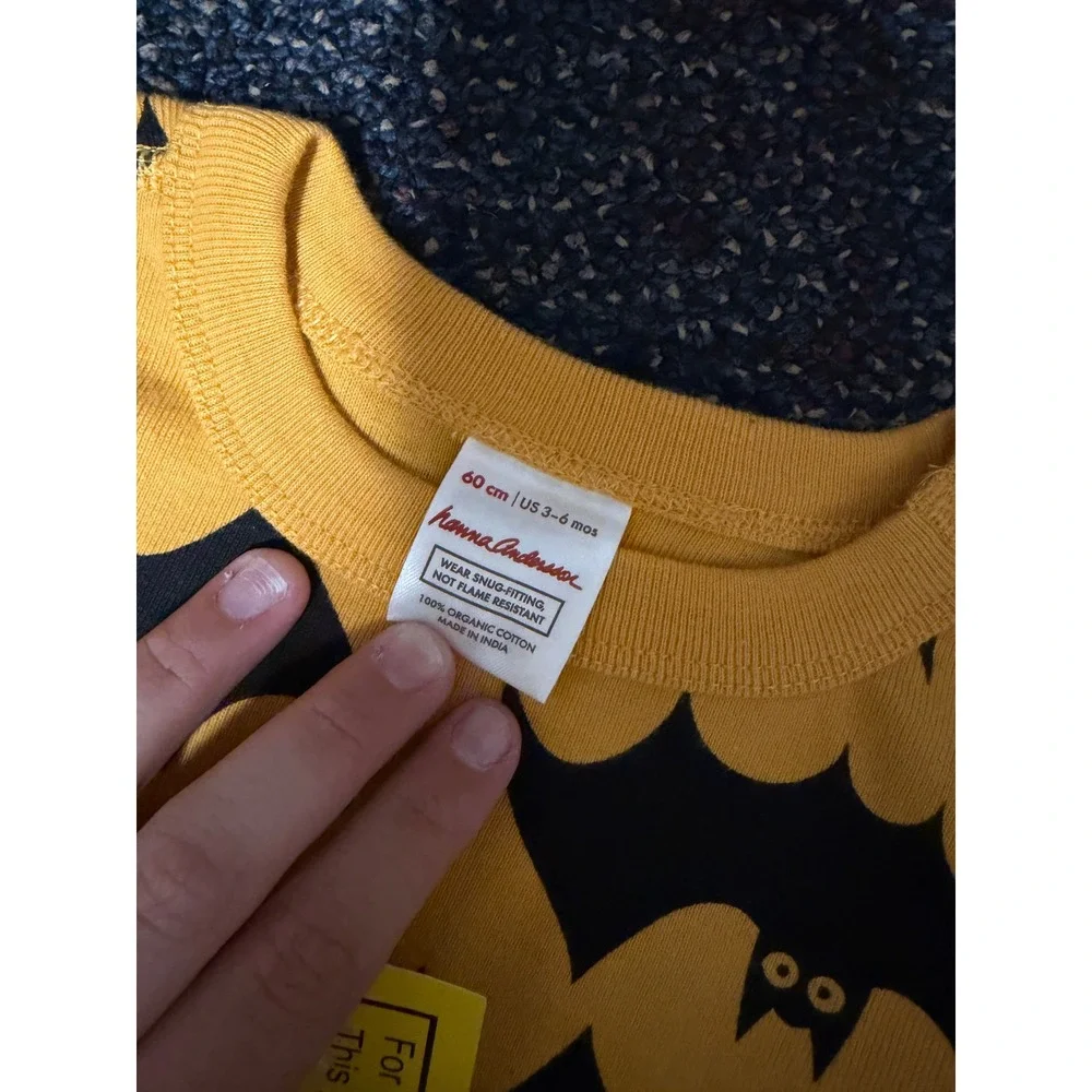 Hanna Andersson Yellow Black Bat Organic Cotton Pajama Set 3-6 Months NEW